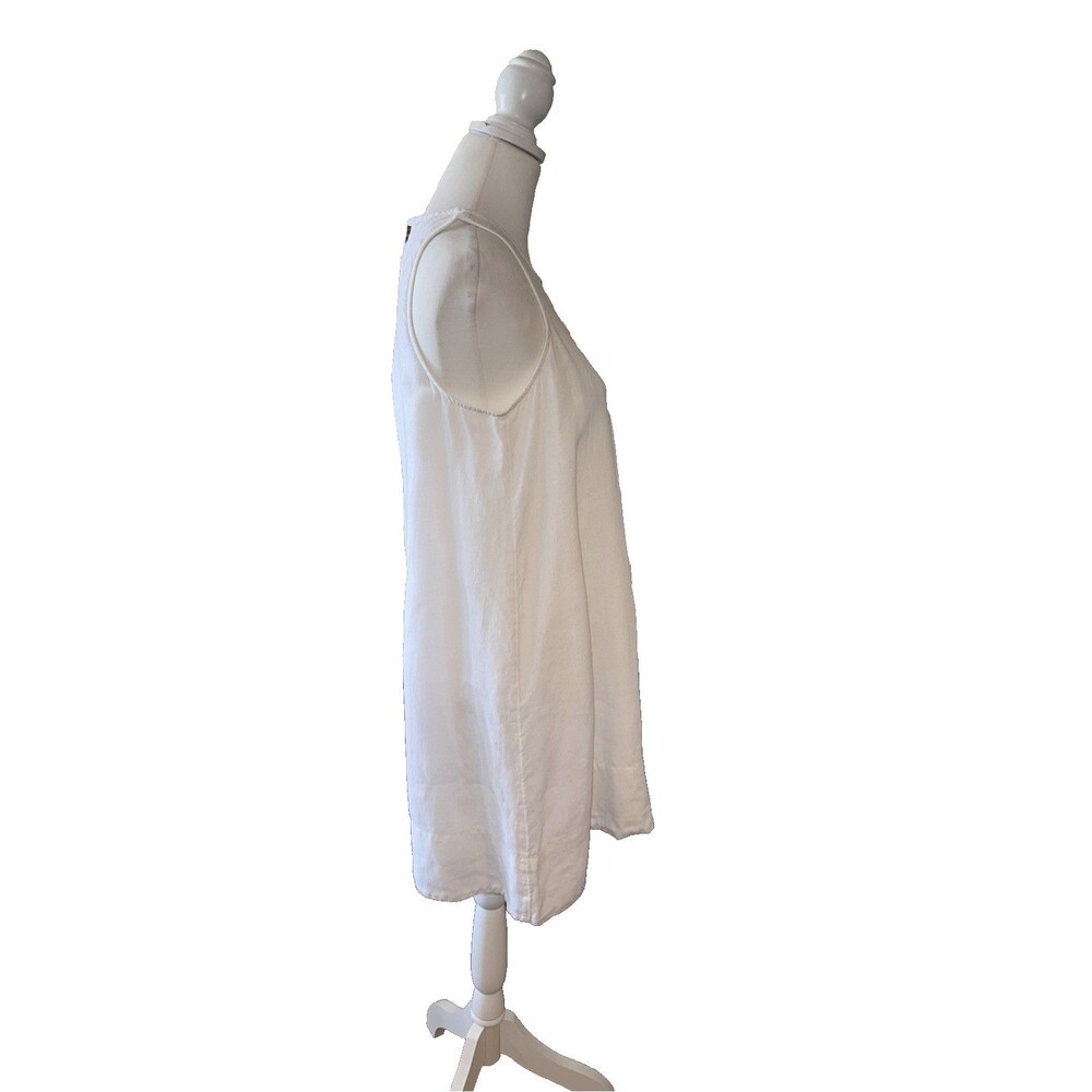 J.Crew White Linen Sleeveless Shift Dress Lightweight Back Button Minimalist S - Picture 4 of 14